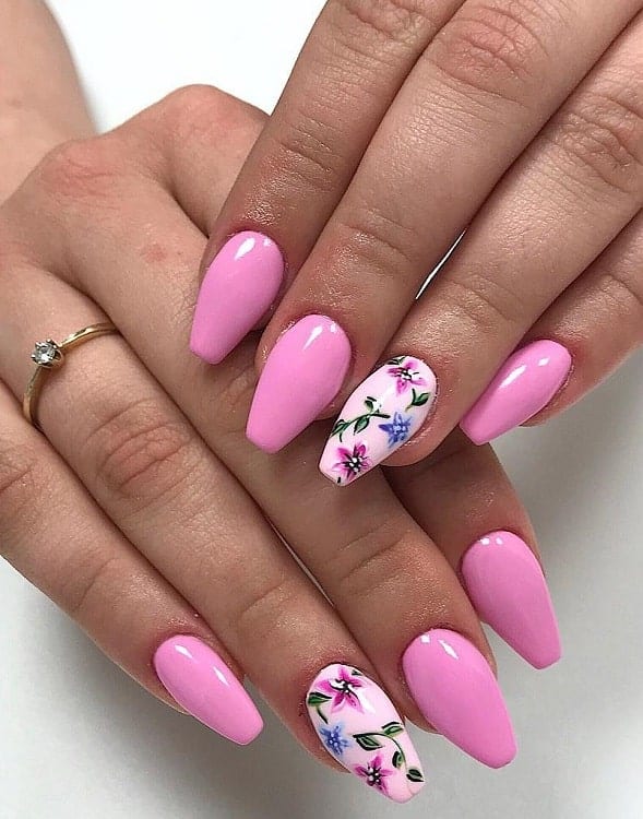 Pink Heart French Long Coffin Press On Nails – auraxnail