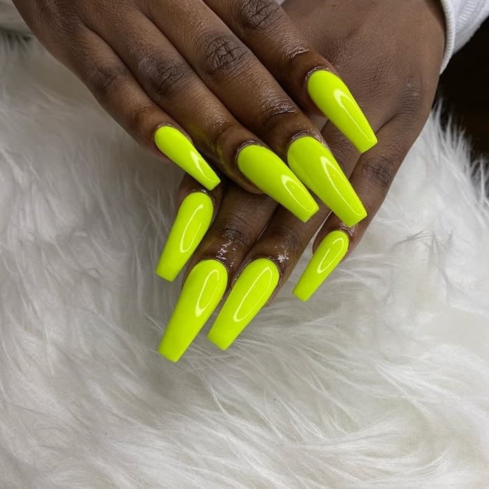 coffin shaped lime green nails