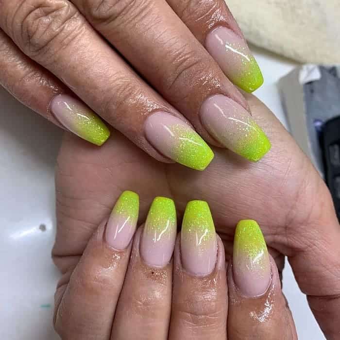 Lime Green Ombre Nails  