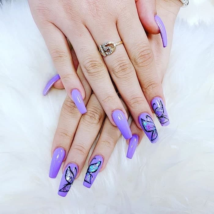 long purple coffin nails