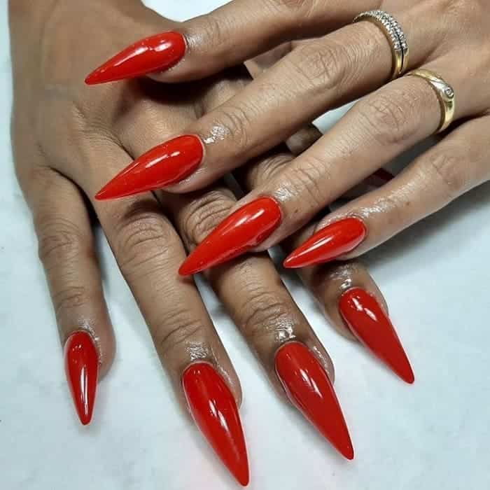 Long Red Acrylic Nails