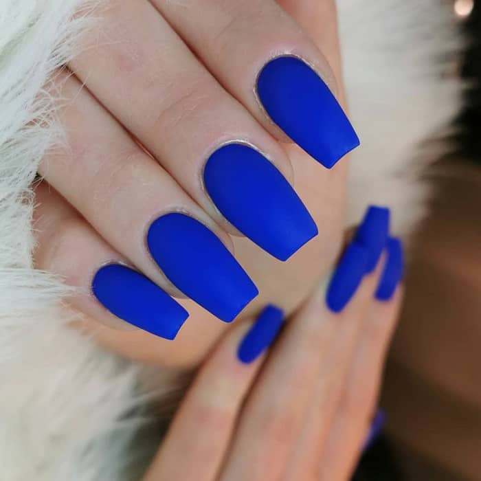 Matte Colored Blue Acrylic Nails