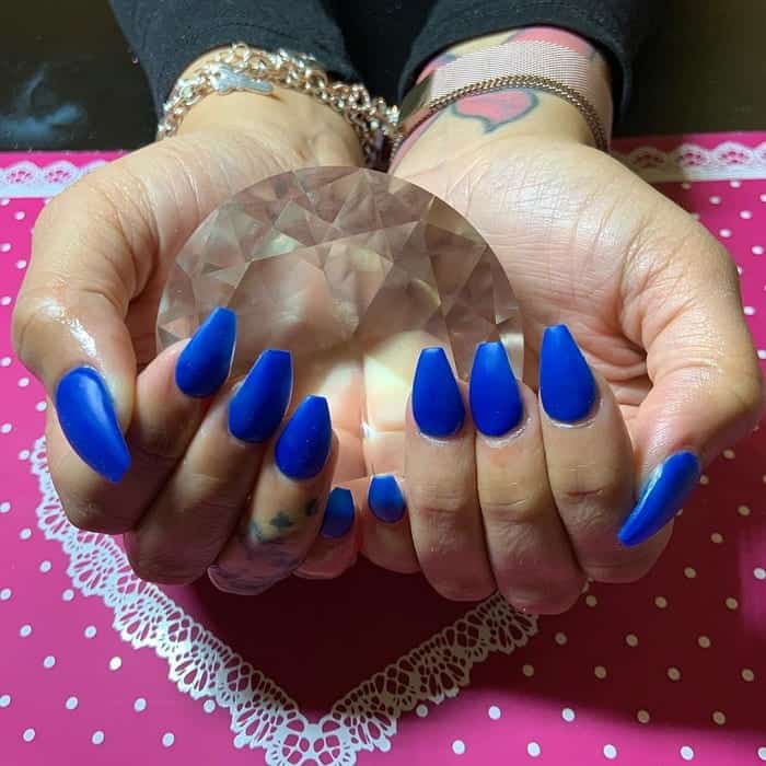 matte blue coffin nails