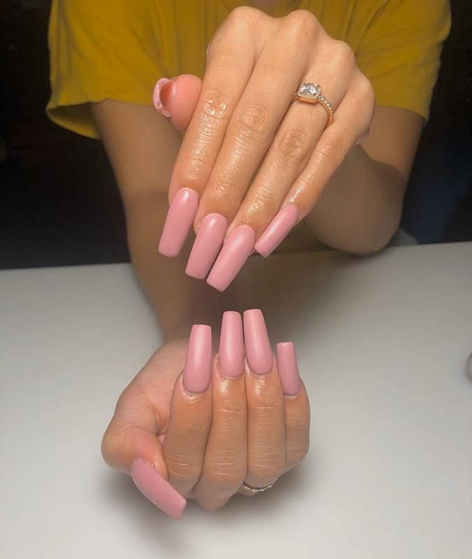 matte pink acrylic nails