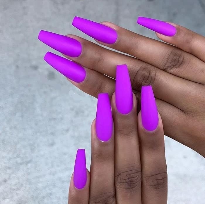 matte purple coffin nails