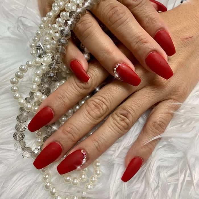 matte red coffin nails
