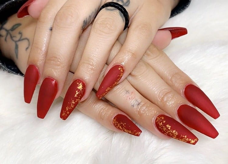 Matte Red Coffin Nails