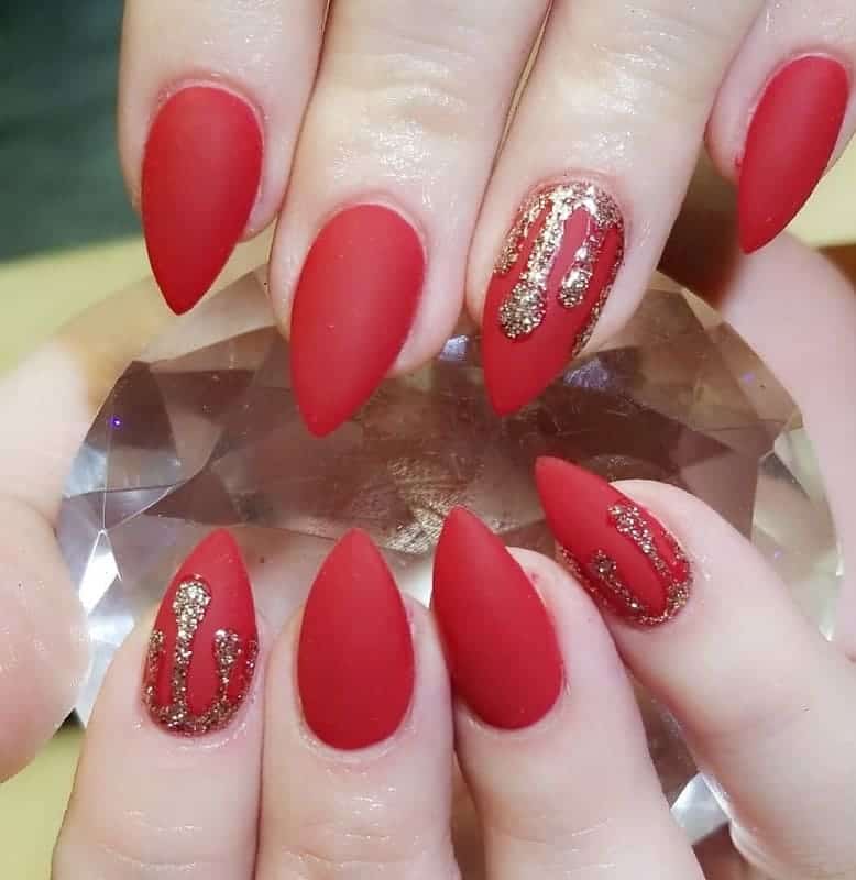 matte red stiletto nails