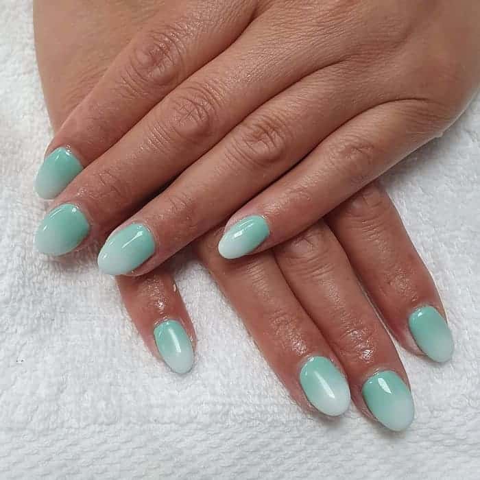 Mint Green Colored Ombre Nails