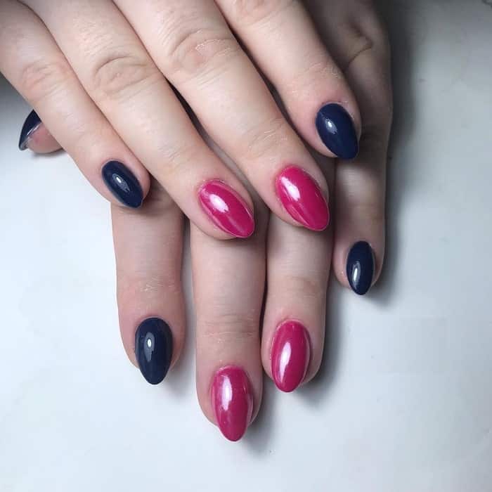 Navy Blue And Pink Nails