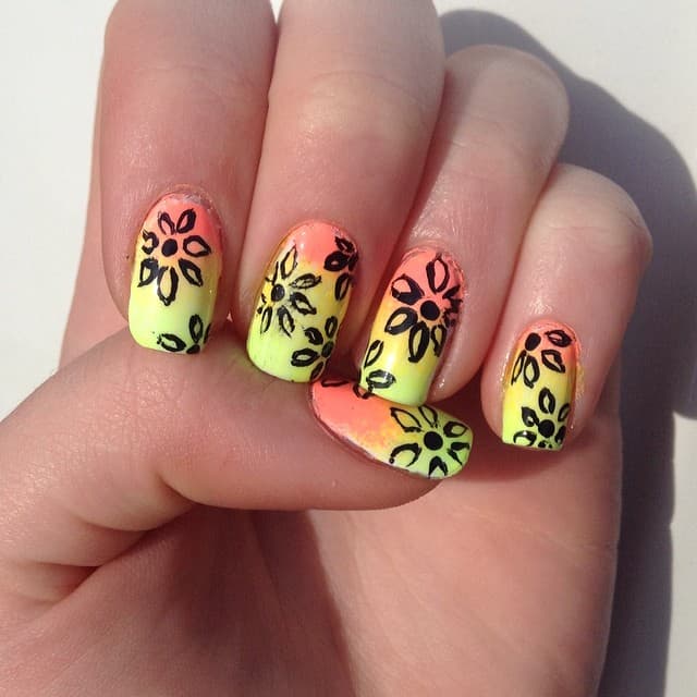 neon flower nails