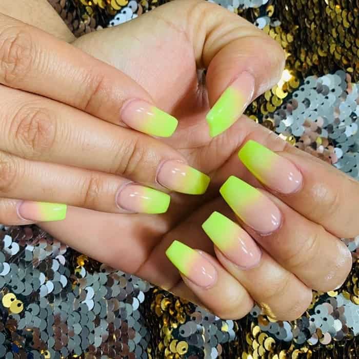 Neon Green Ombre Nails  