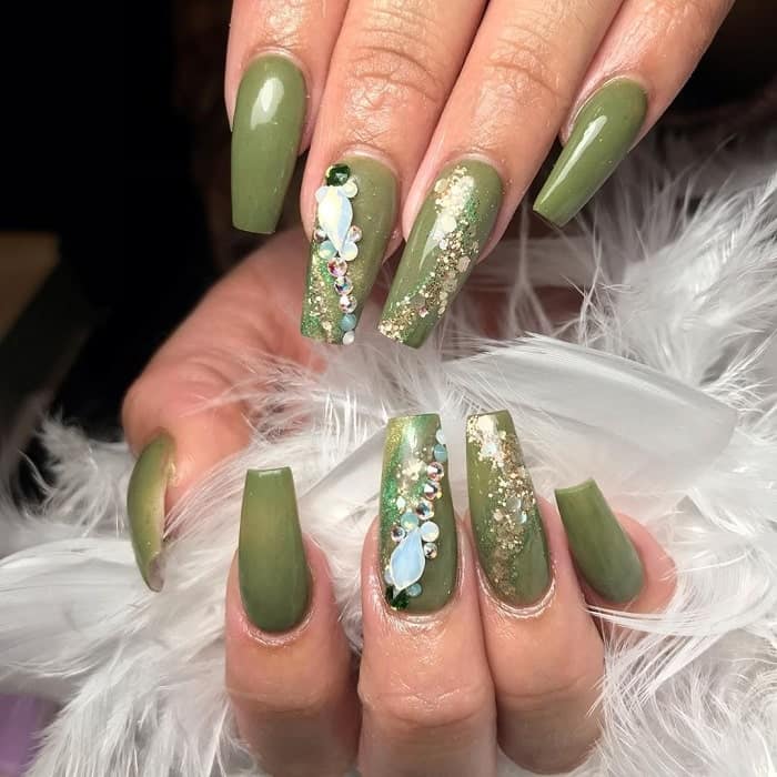 olive green coffin nails