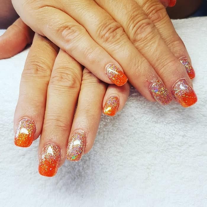 orange and silver nails