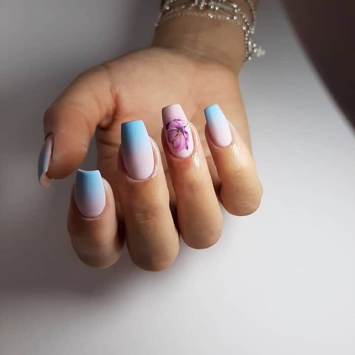 Pink And Blue Coffin Nails
