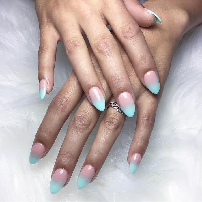 Pink And Blue Ombre Nails