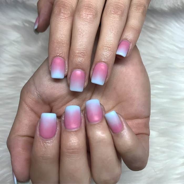 Pink And Blue Ombre Nails