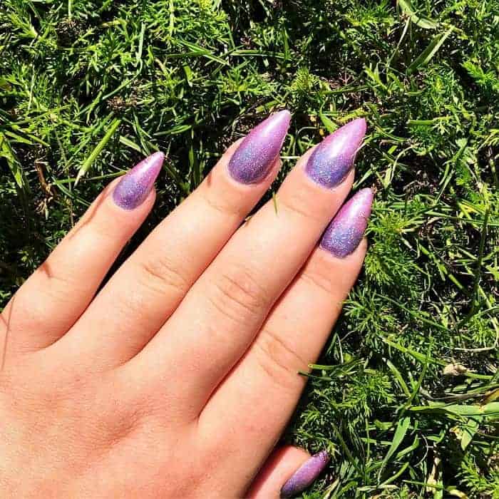 purple and pink glitter nails