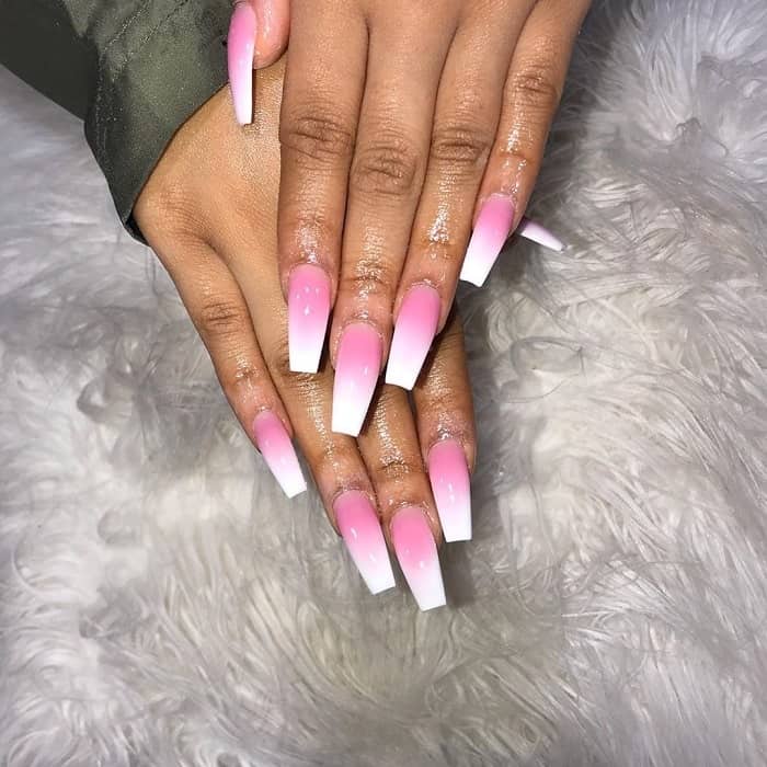 pink and white acrylic nails