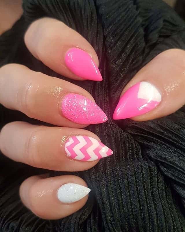 White and Pink Acrylic Nails