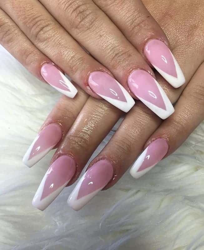 Pink and White Coffin Nails