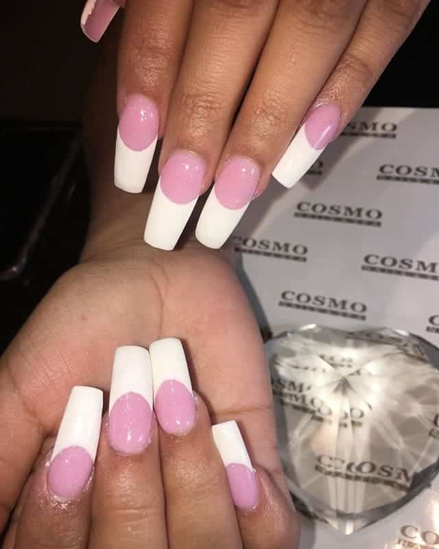 Pink and White French Tip Nails