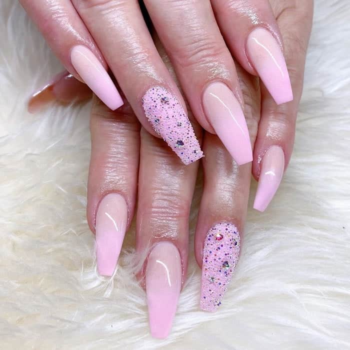 Pink Ombre Coffin Nails