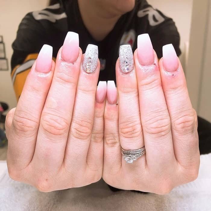 Pink Ombre Nails with Glitter