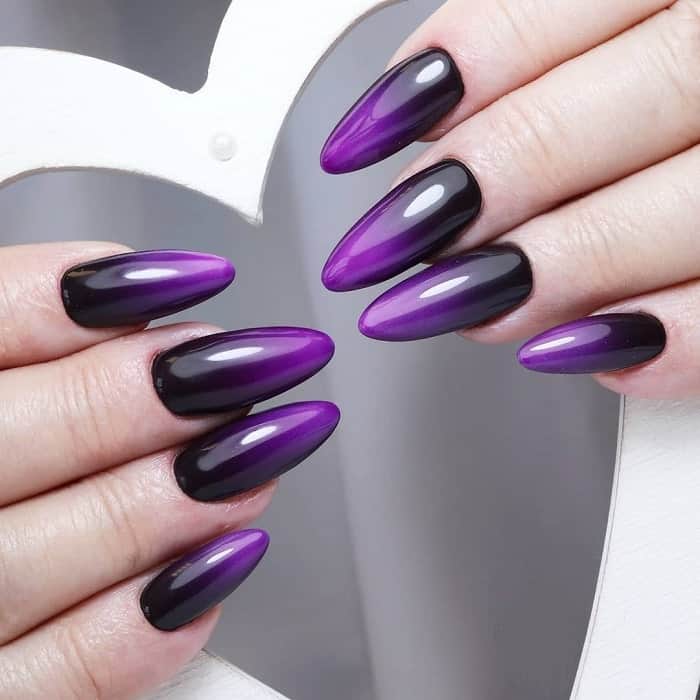 purple and black ombre nails 