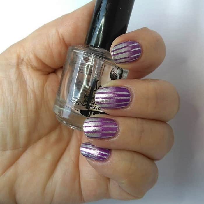 purple and silver nails