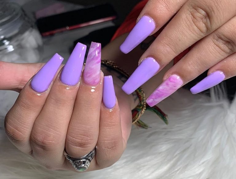 8 Prettiest Purple Coffin Nail Designs to Try Now