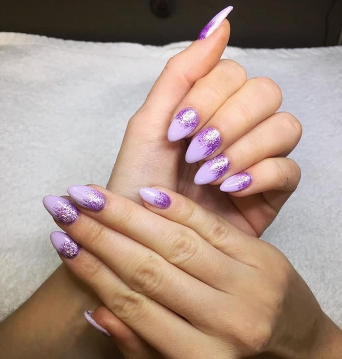 purple glitter ombre nails