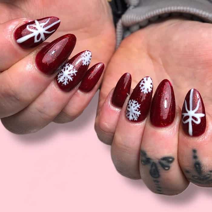 Red Acrylic Nails for Christmas