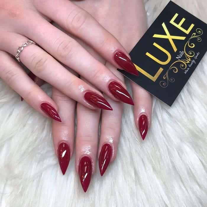 9 Radiant Red Stiletto Nail Designs For A Fierce Look