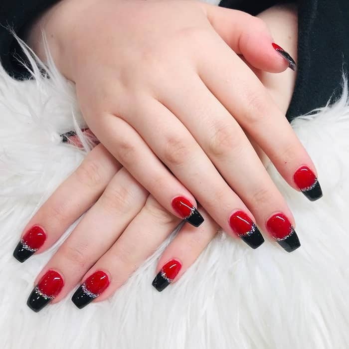 Red And Black Coffin Nails