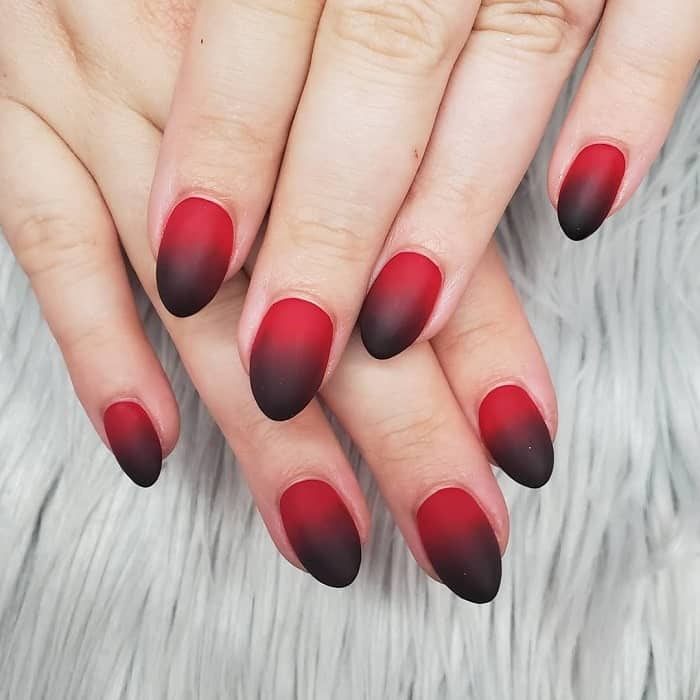 Red And Black Ombre Nails
