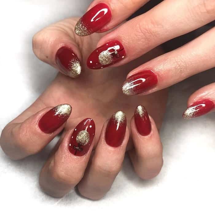 Red And Gold Ombre Nails