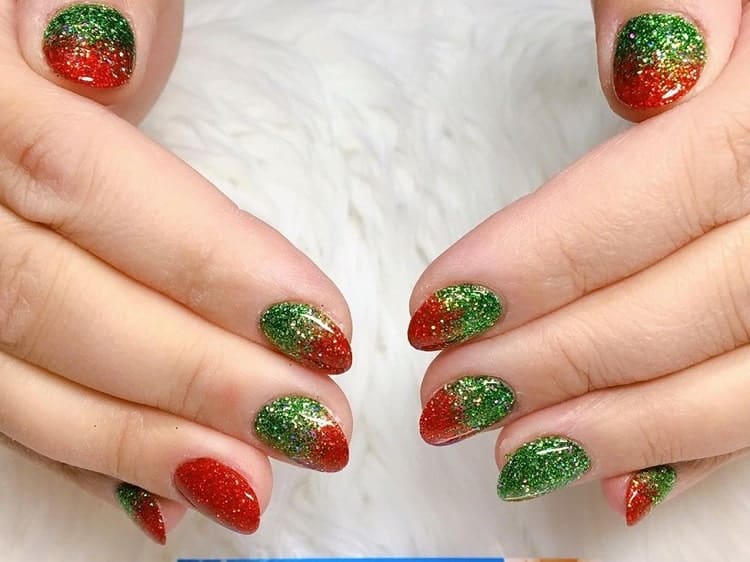 Red And Green Ombre Nails