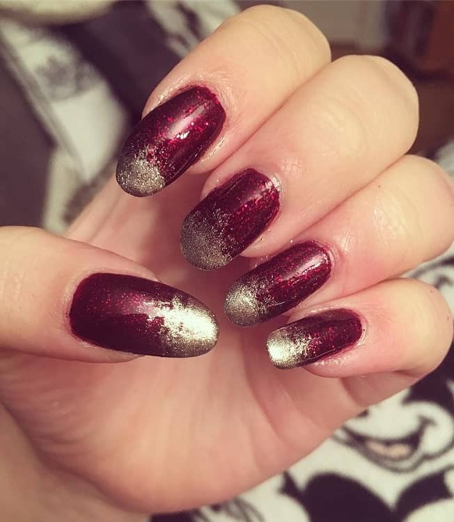 Red And Silver Ombre Nails