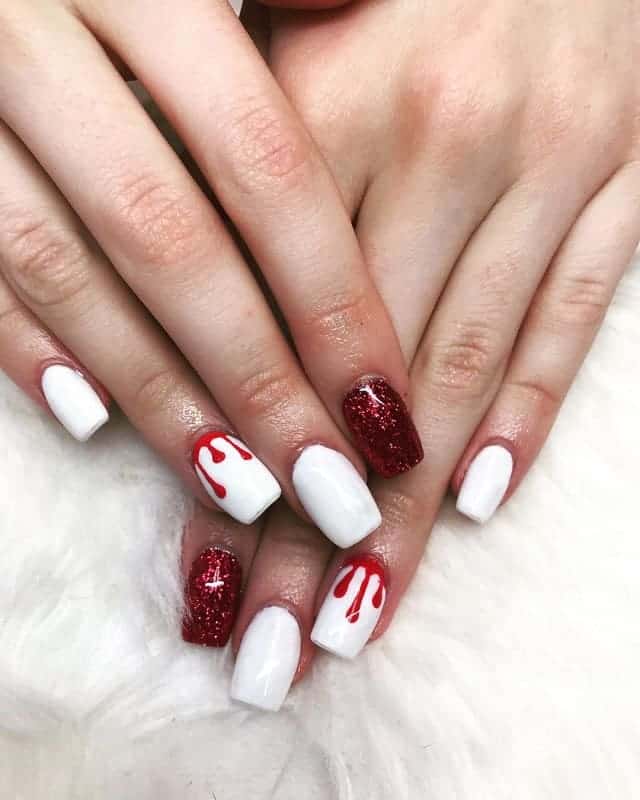 red and white halloween nails