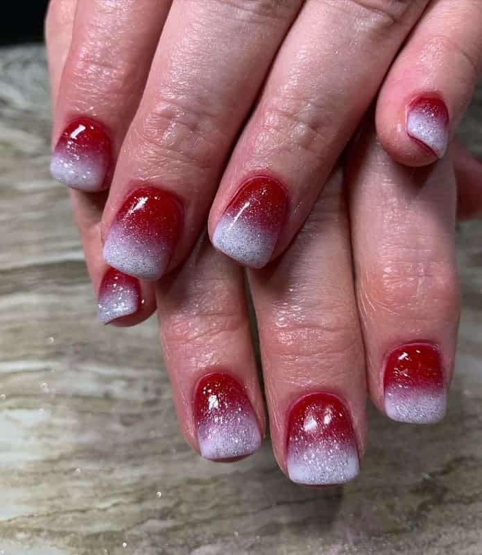 red and white ombre nails