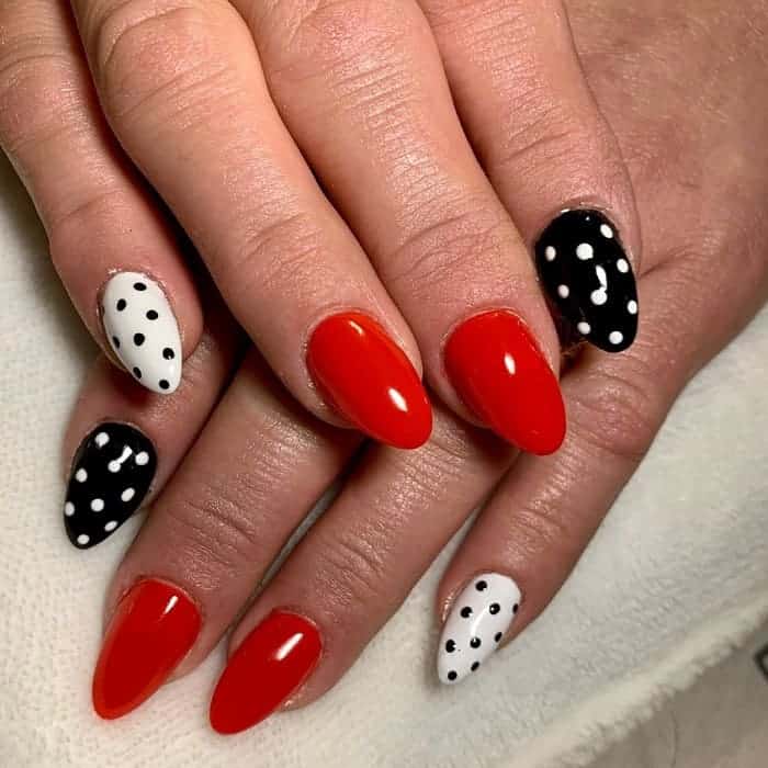 red black and white nails