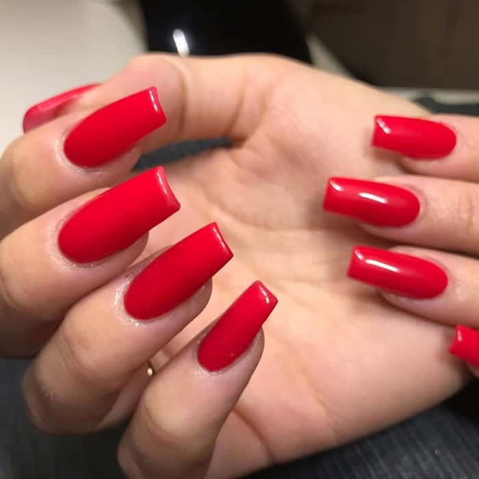 Red Square Acrylic Nails