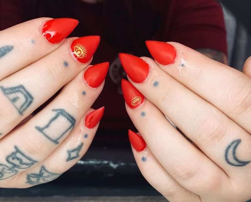 short red stiletto nails