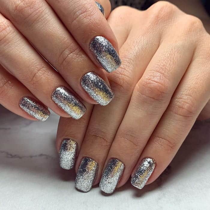 Silver Glitter Acrylic Nails 