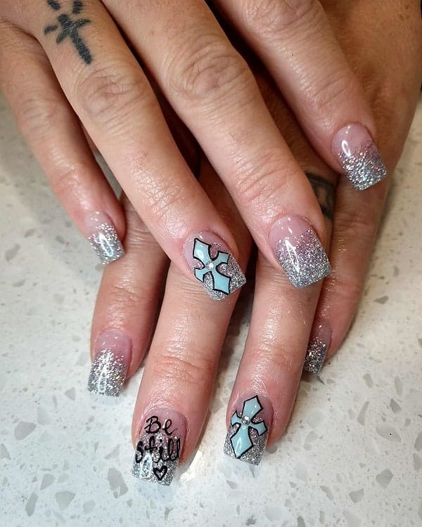 Silver Glitter Ombre Nails