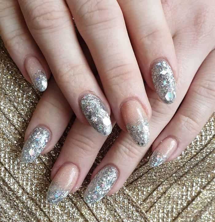 sparkly silver nails