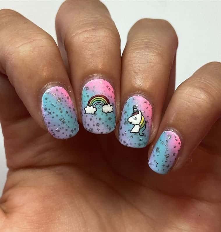unicorn color nails 