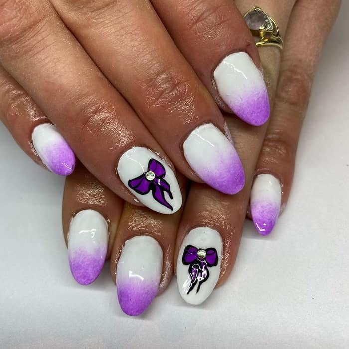 White And Purple Ombre Nails