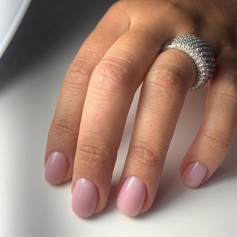 clear baby pink nails 